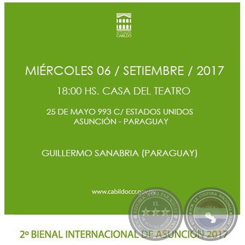 Muestra de Guillermo Sanabria - Mircoles, 6 de Septiembre de 2017